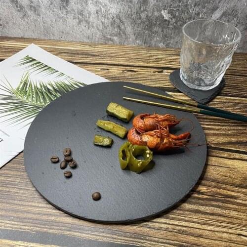 Natural Slate Dinner Plates Steak Pasta Sushi Plate Pizza Fruit Tray Saucer Dessert Cake Storage Plate Kitchen Serving Dishes