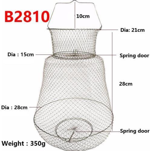 Fish Care 304 stainless steel factory outlets Collapsible drum-shaped steel wire creel Export quality wire fish keep net