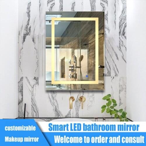 NEARCAM customized aluminum alloy smart bathroom mirror with light touch anti-fog mirror wall-mounted bathroom mirror
