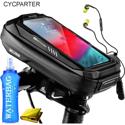 WILD MAN Bike Bag Rainproof Bicycle Front Bag 5.0~6.9inch Mobile Phone Case Bike Top Tube Bag Touchscreen Cycling Accessories