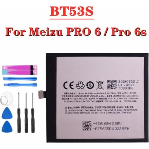 High Quality Battery 3060mAh BT53S For Meizu Pro 6S Pro6S M570Q-S Pro 6 phone Smartphone Batteries + Tools