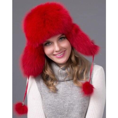 Real Fox Fur Grass Lei Feng Hat Women Multicolor Raccoon Dog Fur Grass Fur Cap Women Adjustable Solid Outdoor Bomber Hats