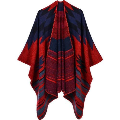 Geometric female winter poncho 2019 Cashmere Scarves Women Winter Warm Shawls and Wraps Pashmina Thick Capes blanket Femme coat