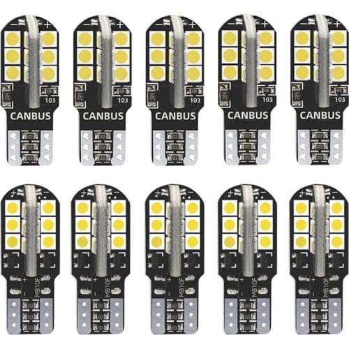 NHAUTP 10Pcs T10 3030 WY5W W5W LED Canbus No Error Car Interior Reading Dome Lights Auto Tail Parking Lamp Wedge Side Bulb 12V