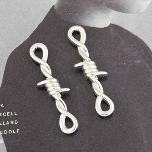 10pcs SIlver Color Tool Hemp Rope Charms "8" Knot Connoctor Pendant For DIY Handmade Jewelry Making Accessorie 34x10mm