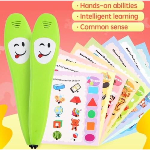 12Pcs Kids Animal Fruit Learning Cards Reading Pen Puzzle Early Educational Toy