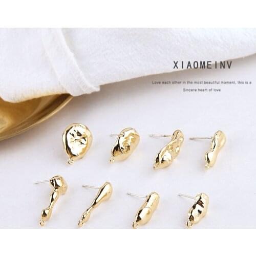 2pcs Korean Fashion Copper plating Baroque Irregular Shape Tremella Studs Earring for Women Diy Ear Jewelry Accessories Metal