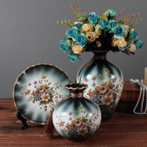 2018 NewStyle 3pcs New ornaments ceramic vase flower plug TV cabinet home decoration crafts