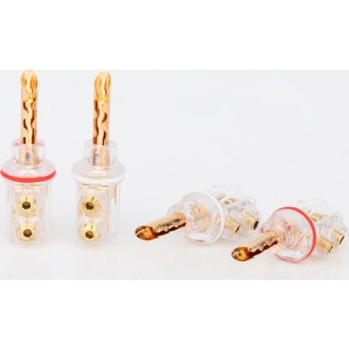 4Pcs BA1445G Gold Plated BFA Banana Transparent Cover Audio Banana Plug For Speaker Cable