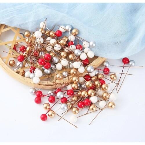 20 Pcs Forest Simulation Pearl Small Berry DIY Handmade Material Accessories Christmas Tree Wreath Decorations