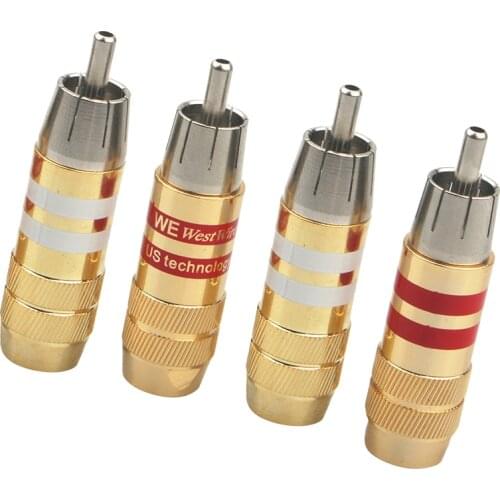 Audiophile 4 Pcs RCA Gold-plated Connector Amplifier Plug HiFi Lotus Audio Adapter