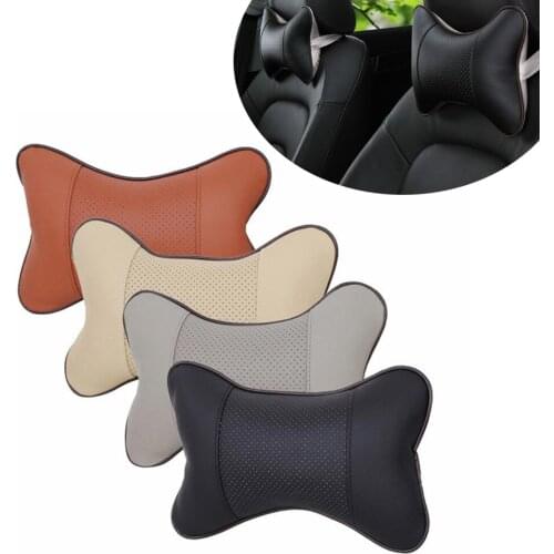 Car Neck Pillows Both Side Pu Leather 1pcs Pack Headrest For Head Pain Relief Filled Fiber Universal Car Pillow