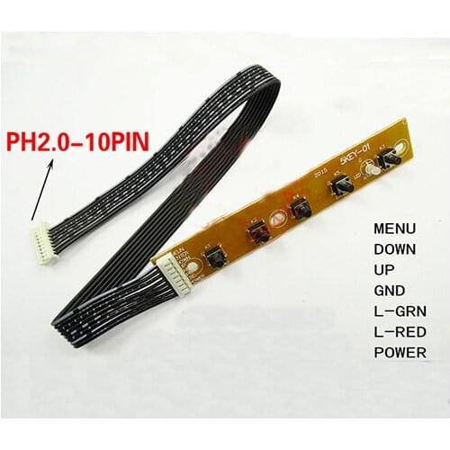 Free shipping 1pc universal 5 keyboard connector for LCD Display for Car LCD driver board button PCB board connector