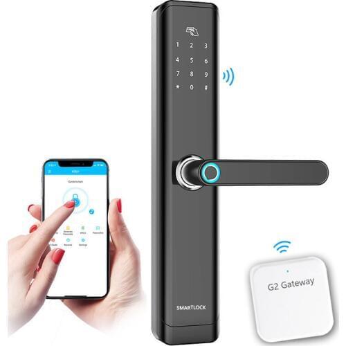 Biometric Fingerprint Smart Lock Bluetooth Wifi Gateway App Doorlock Passcode RFID Locks Security Intelligent Home Locks 2019NEW