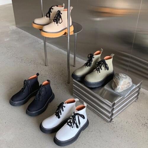 British Cross-tied riding boots women winter shoes round toe thicken soled knight botas femininas solid flock ankle botines 2021