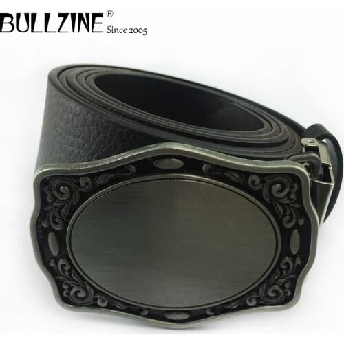 Bullzine zinc alloy retro Blank DIY belt buckle Free PU belt Luxurious jeans gift belt buckle FP-03341 drop shipping