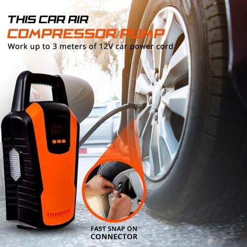 Digital Tire Inflator for Car W/Pressure Gauge - Portable Air Compressor - Electric Auto Pump | Easy to Store - Auto Shut Off