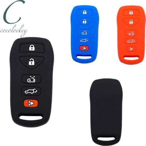 Cocolockey Rubber Car Key Cover Fit for Nissan Quest Car Remote Key Fob Silicone Key Case Shell Protector Silica Gel 5Buttons