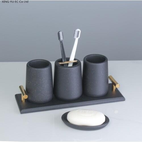 Black Starry Sky Bathroom Decoration Accessories Toothpaste Dispenser Lotion Bottle Toothbrush Holder Cotton Swab Box Resin Tray