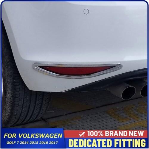 For Volkswagen Golf 7 2014 2015 2016 2017 Rear Foglight Cover Trim ABS Chrome Tail Fog Lamp Frame Cover Sticker Auto Parts