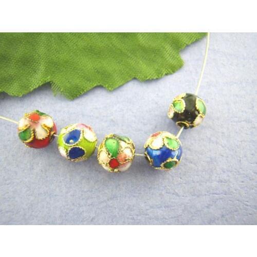 DoreenBeads 50PCs Cloisonne Ball Spacers Beads In Assorted Colors 8mm Dia