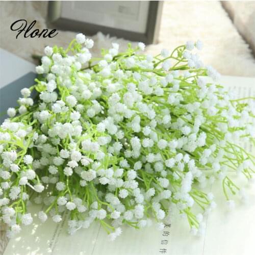 Flone Artificial Babys Breath Flower Simulation Gypsophila Fake Plastic Flower Bouquet Plant Wedding Home Party DIY Decor Art