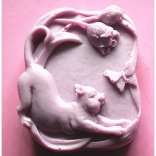 The cat chasing butterflies soap mold soap mould fondant cake molds chocolate mould for the kitchen baking