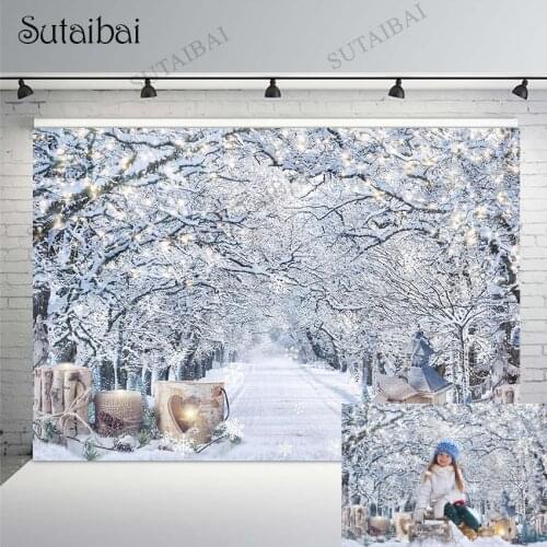 Winter Wonderland Photography Backdrop Snowflake Forest Ice Frozen Background Christmas Party Holiday Decoration Photo Booth