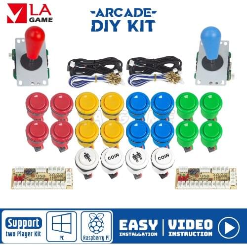 2 player kit arcade zero delay mando arcade usb encoder to PC Rasberry PI happ type button arcade cabinet snk capcom pacman