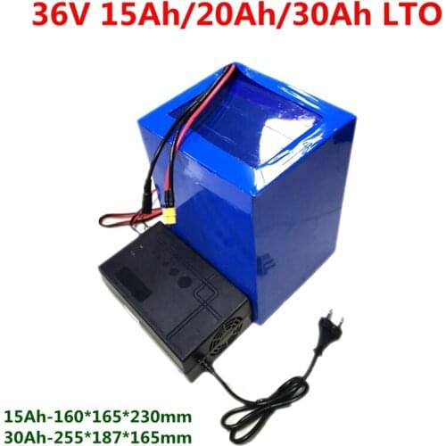 20000 cycles LTO 36V 15Ah 30Ah Lithium Titanate Battery pack with BMS for 250w 500w 1000w ebike scooter motocycle+ Charger