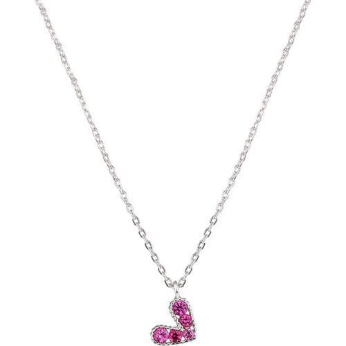 Korea Style Cute Romantic Spinel Heart Pendant Necklaces Women 925 Sterling Silver Necklace Wedding Anniversary Gifts