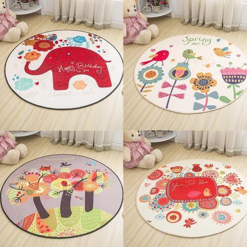 Lovely Cute Colorful Cartoon Round Decorative Carpet Foot Door Chair Baby Play Crawl Mat Pad Bathroom Hallway Parlor Area Rug