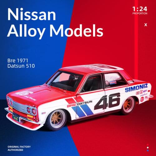 1:24 Nissan Datsun 510 Alloy Track Racing Car Model Diecasts Metal Toy Modified Sports Car Model Simulation Collection Kids Gift