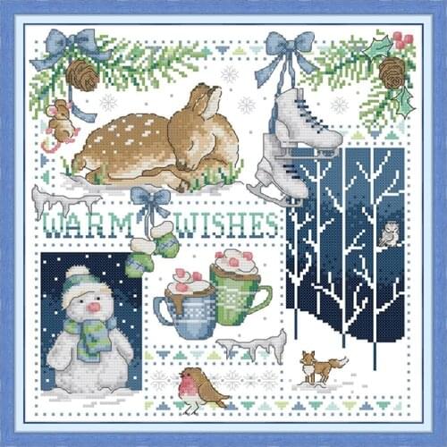 Joy Sunday Christmas Reindeer DMC Cross Stitch Kit Printed Canvas for Embroidery Kit 14CT 11CT Count Cross Stitch for Needlework