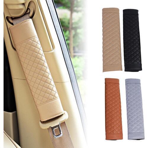 1 Pair Stylish Car Safety Seat Belt Faux Leather Car Seat Shoulder Strap Pad Cushion Cover Car Belt Protector for Adults Kids