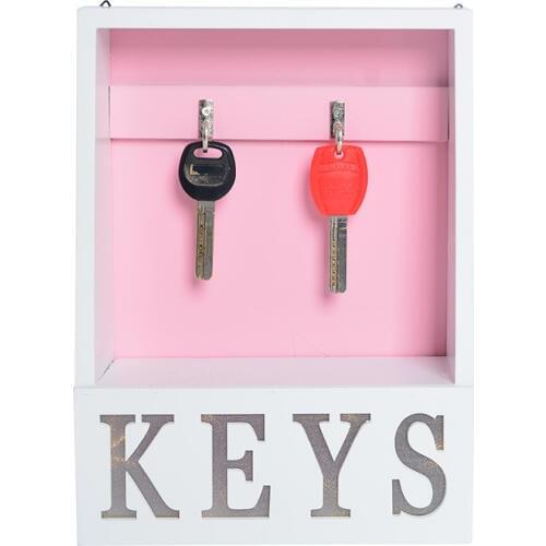 Nordic With Lights Wall Key Hanger Wood Key Holder Wall Multi-Function Storage Box Decorative Hooks Home Storage Organization