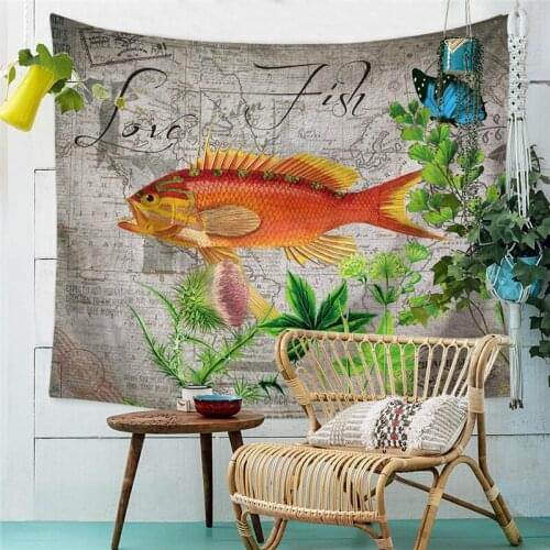 Fish 3d Printed Home Furnishing Tapestry Wall Hanging Sandy Beach Picnic Throw Rug Blanket Camping Tent Travel Sleeping Pad
