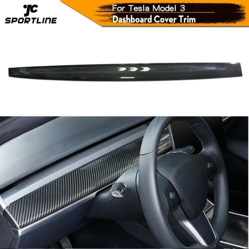 Real Carbon Fiber For Tesla Model 3 2017 - 2020 Interior Dashboard Console Center Cover Trim Molding Sticker Car Styling