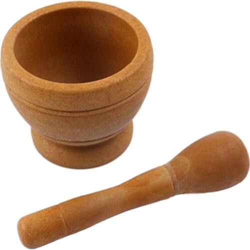 Natural Wooden Herbs Garlic Press Soft Handled Spice Crusher Grinder Base for Spices, Seasonings, Pastes, Pestos and Guacamole