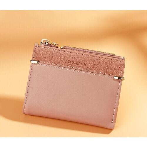 Mini Solid Color Multi-Cards Hasp Wallet Women Girl Fashion PU Leather Short Zipper Coin Purse Casual Credit Card Holder Wallets