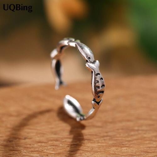 Wholesale Fits European Jewelry 100% 925 Sterling Silver Open Retro Fish Ring Women Jewelry 2019