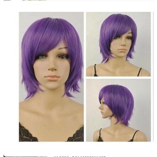 Suyushun3448237+++Hot Sell TSC^^^ Deep purple short straight hair fashion cos wig