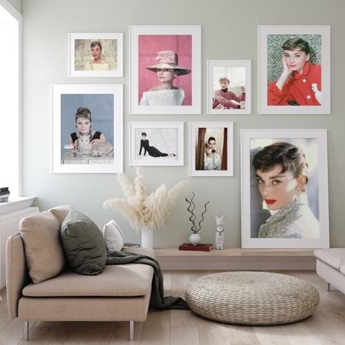 Classic Vintage Actress Audrey Hepburn Posters and Prints Wall Art for Living Room Salon Decor Canvas Painting Fashion Pictures