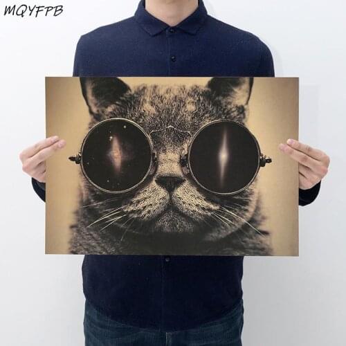 Pet cat Kraft Paper Poster Home Room Decoration Painting Core 50.5x35cm