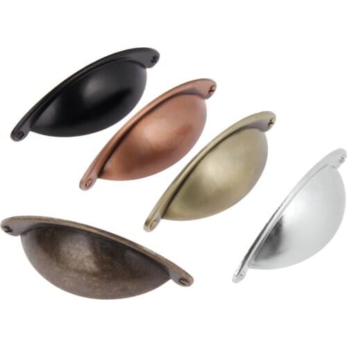 1pc Shell shape Handle Zinc Alloy Knob w/screw Simple Pull Furniture Semi-circular Decor 102*26mm Antique Bronze Silver Black