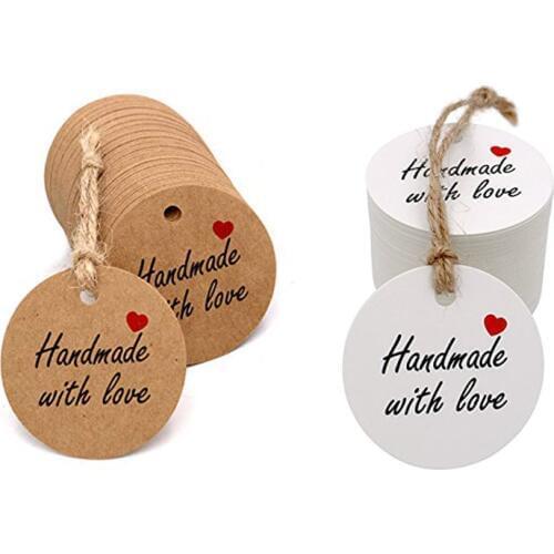 Handmade with Love Tags for Clother Sewing Knitting Crochet Business Shop Item Product Gift Bag Package or Other Projects