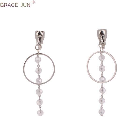 GRACE JUN Clip on Earrings Non Pierced for Women&Girl Party Wedding Cute Ear Clip Cuff Crystal Earrings Needn't Ear Hole Earring