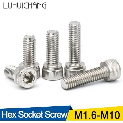 Hexagon Hex Socket Cap Head Screw M1.6 M2 M2.5 M3 M4 M5 M6 M8 M10 Stainless Steel Allen Bolt DIN912 Hex Screw with Key