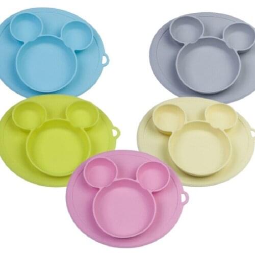 Kids Bowl Plates Baby Feeding Silicone Plate Childrens Integrated Baby Silica Gel Dishes