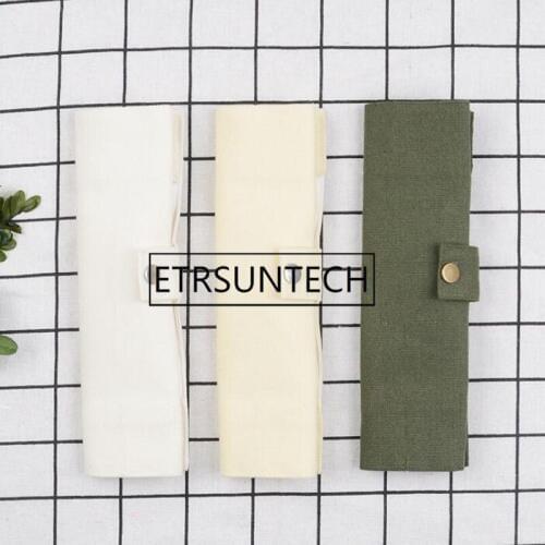 100pcs Japanese Style Portable Outdoor Tableware Storage Bag Canvas Travel Carrying Case For Straw Cutlery Spoon